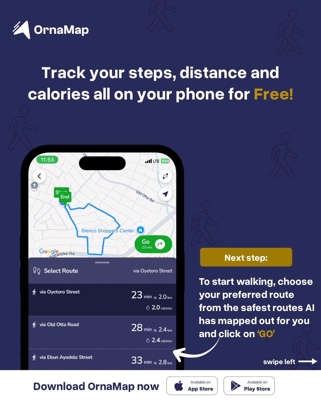Choose your preferred AI curated walk route